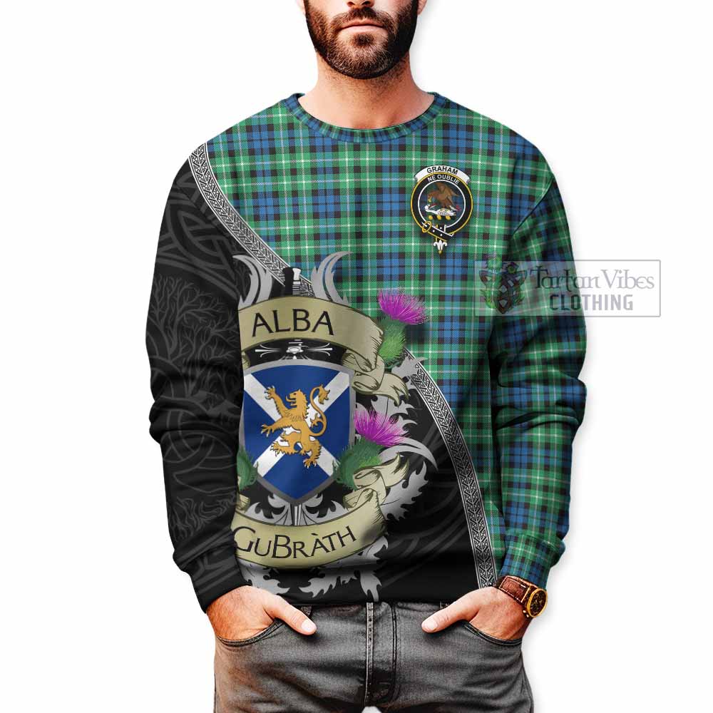 Tartan Vibes Clothing Graham Tartan Family Crest Sweatshirt Lion Rampant Royal Thistle Shield Celtic Inspired