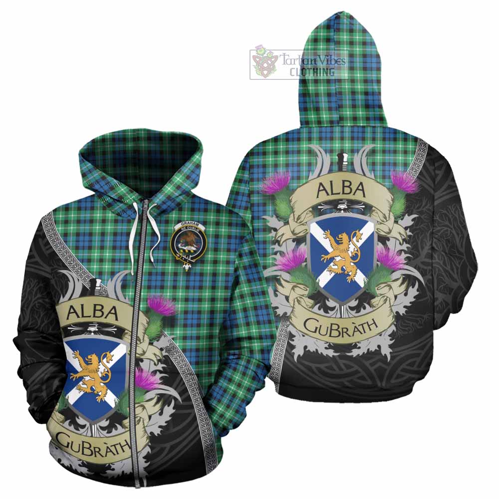 Tartan Vibes Clothing Graham Tartan Family Crest Hoodie Lion Rampant Royal Thistle Shield Celtic Inspired