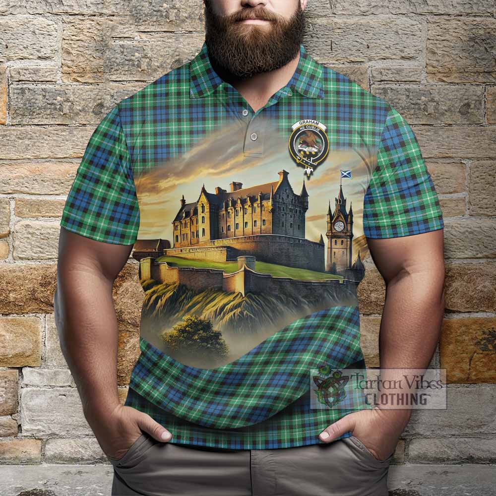 Tartan Vibes Clothing Graham Tartan Family Crest Polo Shirt with Scottish Ancient Castle Stype