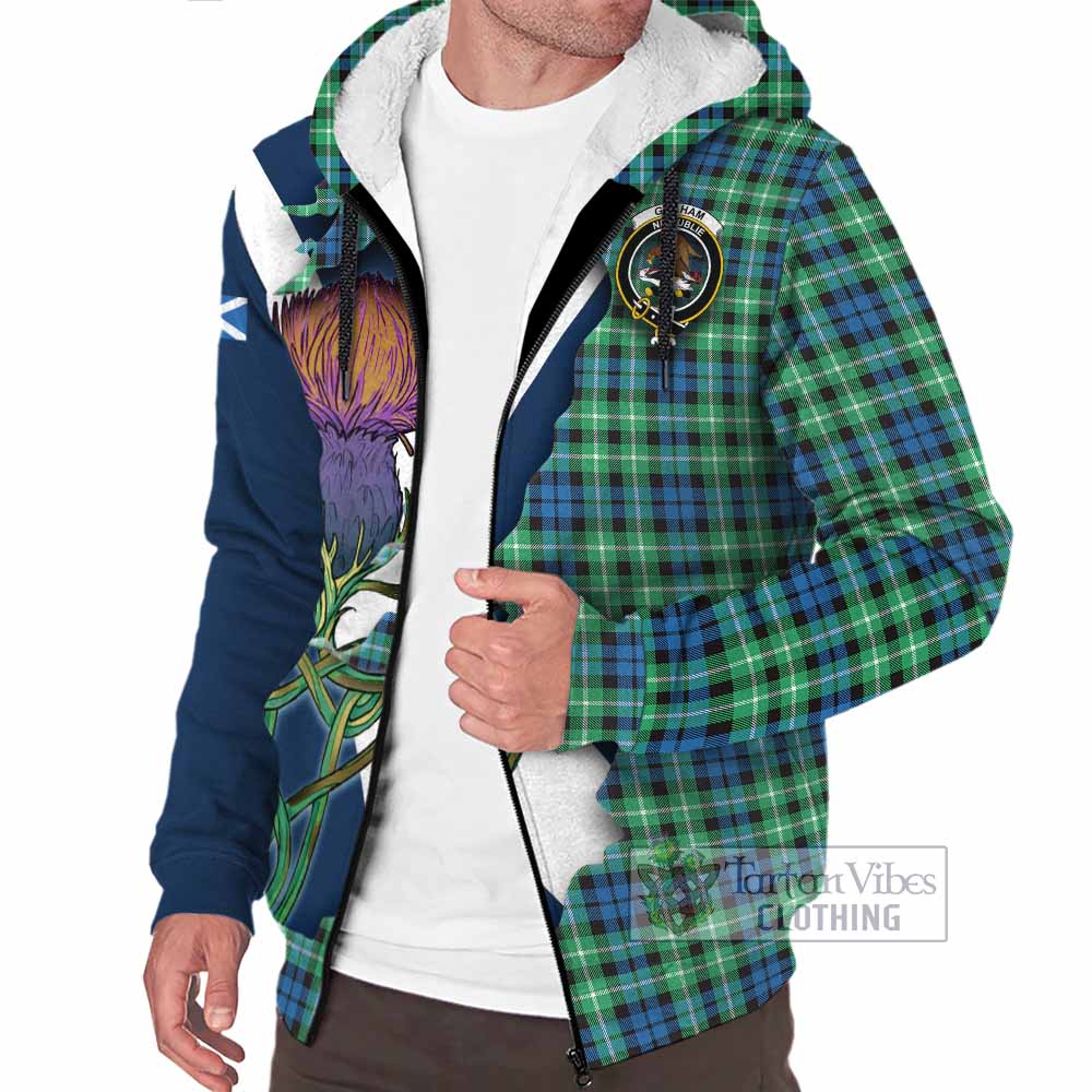 Graham Tartan Family Crest Sherpa Hoodie Scottish Thistle Celtic Inspired - Tartan Vibes Clothing