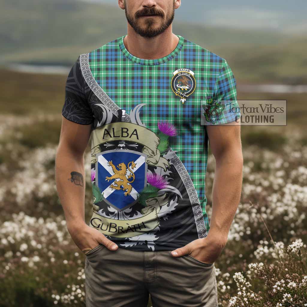 Tartan Vibes Clothing Graham Tartan Family Crest T-Shirt Lion Rampant Royal Thistle Shield Celtic Inspired