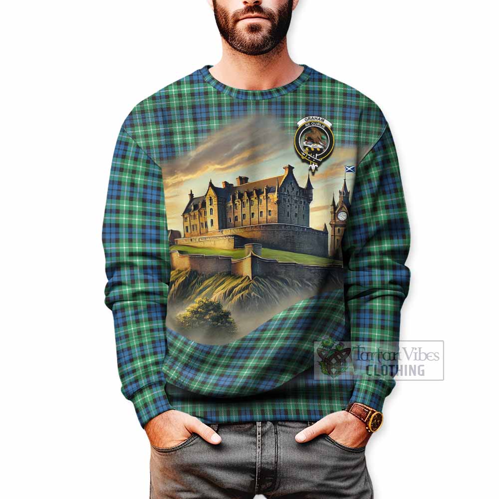 Tartan Vibes Clothing Graham Tartan Family Crest Sweatshirt with Scottish Ancient Castle Style