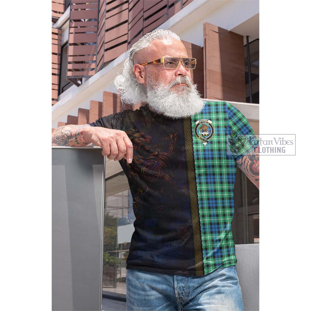 Tartan Vibes Clothing Graham Tartan Family Crest Cotton T-shirt Alba Gu Brath Be Brave Lion Ancient Style
