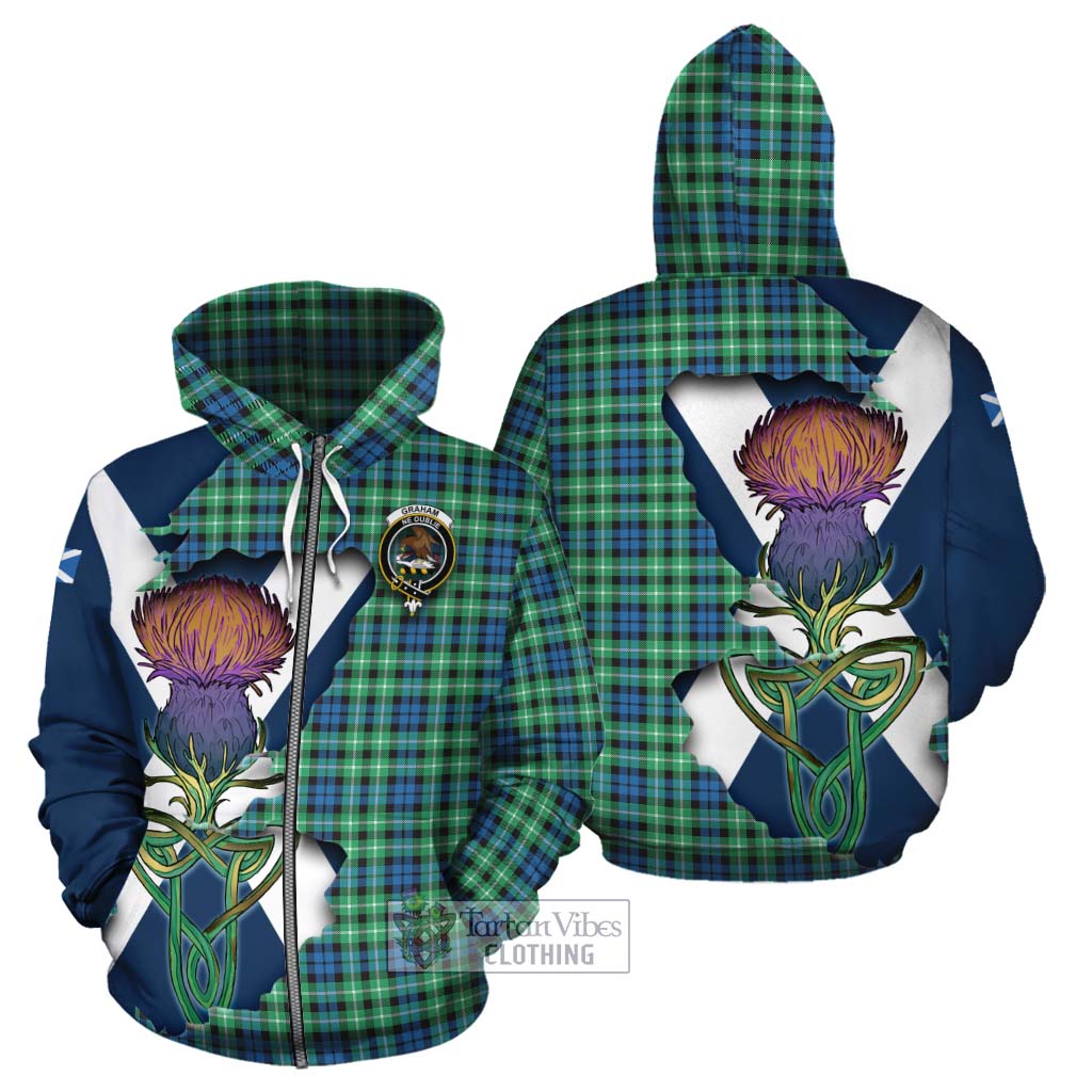 Tartan Vibes Clothing Graham Tartan Family Crest Cotton Hoodie Scottish Thistle Celtic Inspired