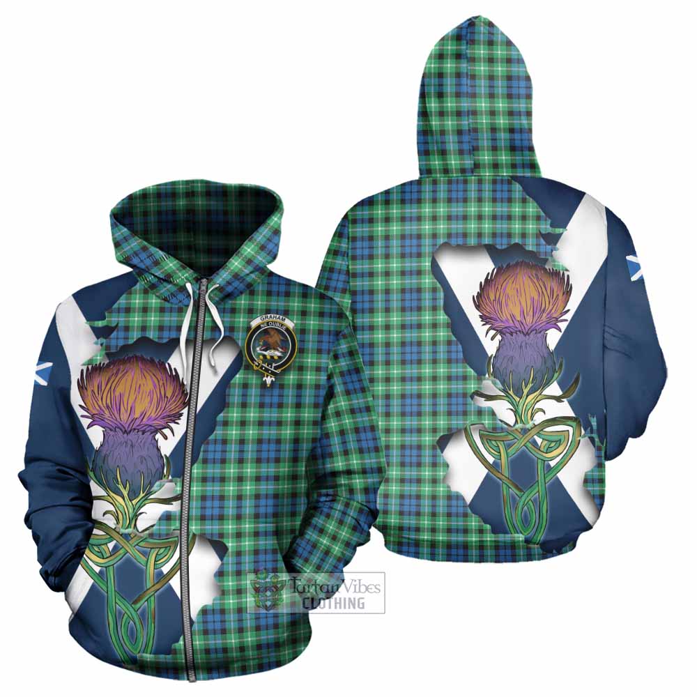 Tartan Vibes Clothing Graham Tartan Family Crest Hoodie Scottish Thistle Celtic Inspired
