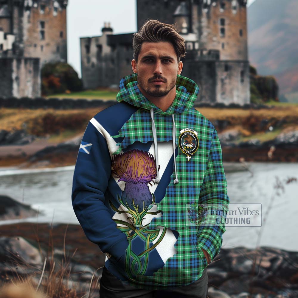 Tartan Vibes Clothing Graham Tartan Family Crest Cotton Hoodie Scottish Thistle Celtic Inspired
