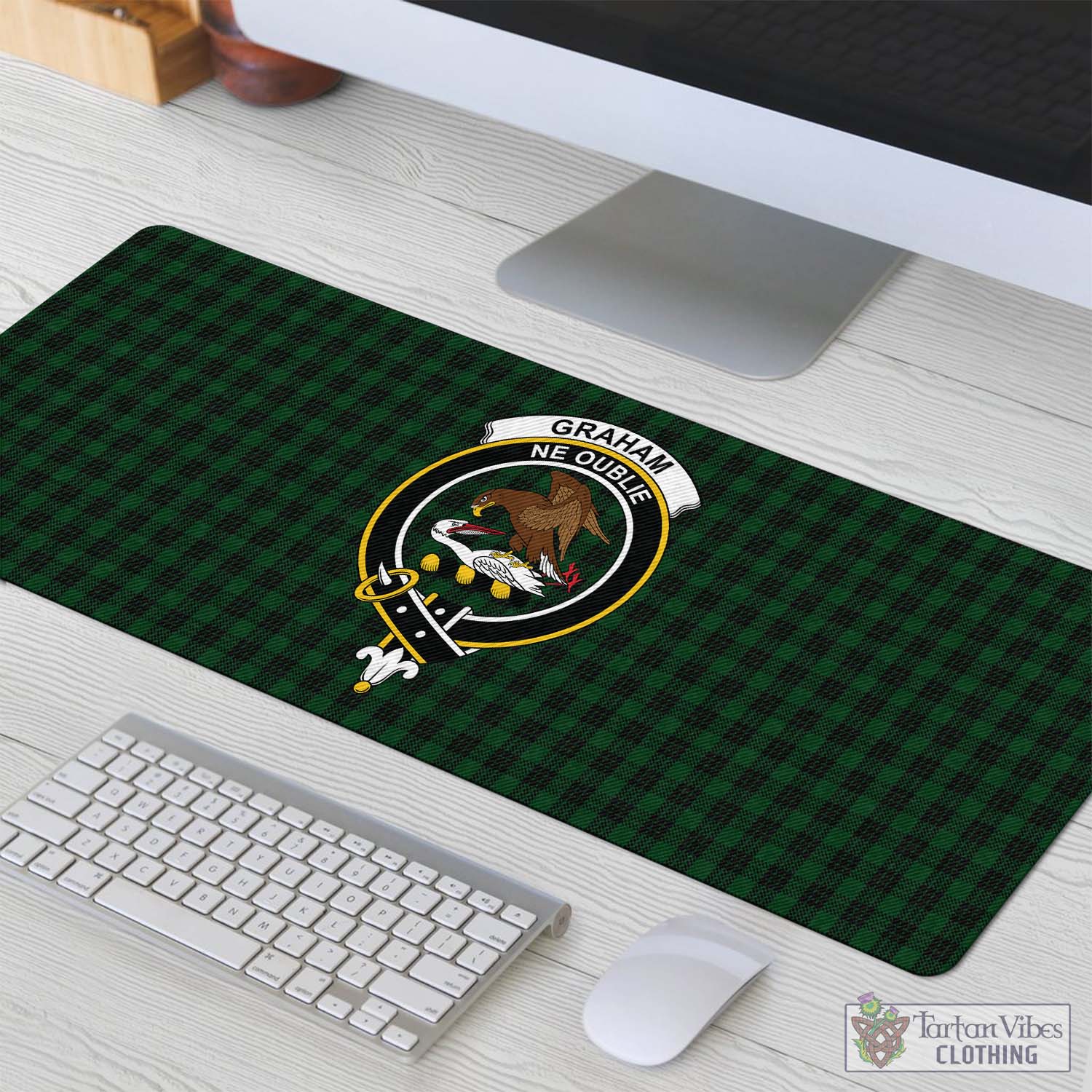Tartan Vibes Clothing Graham Tartan Mouse Pad with Family Crest