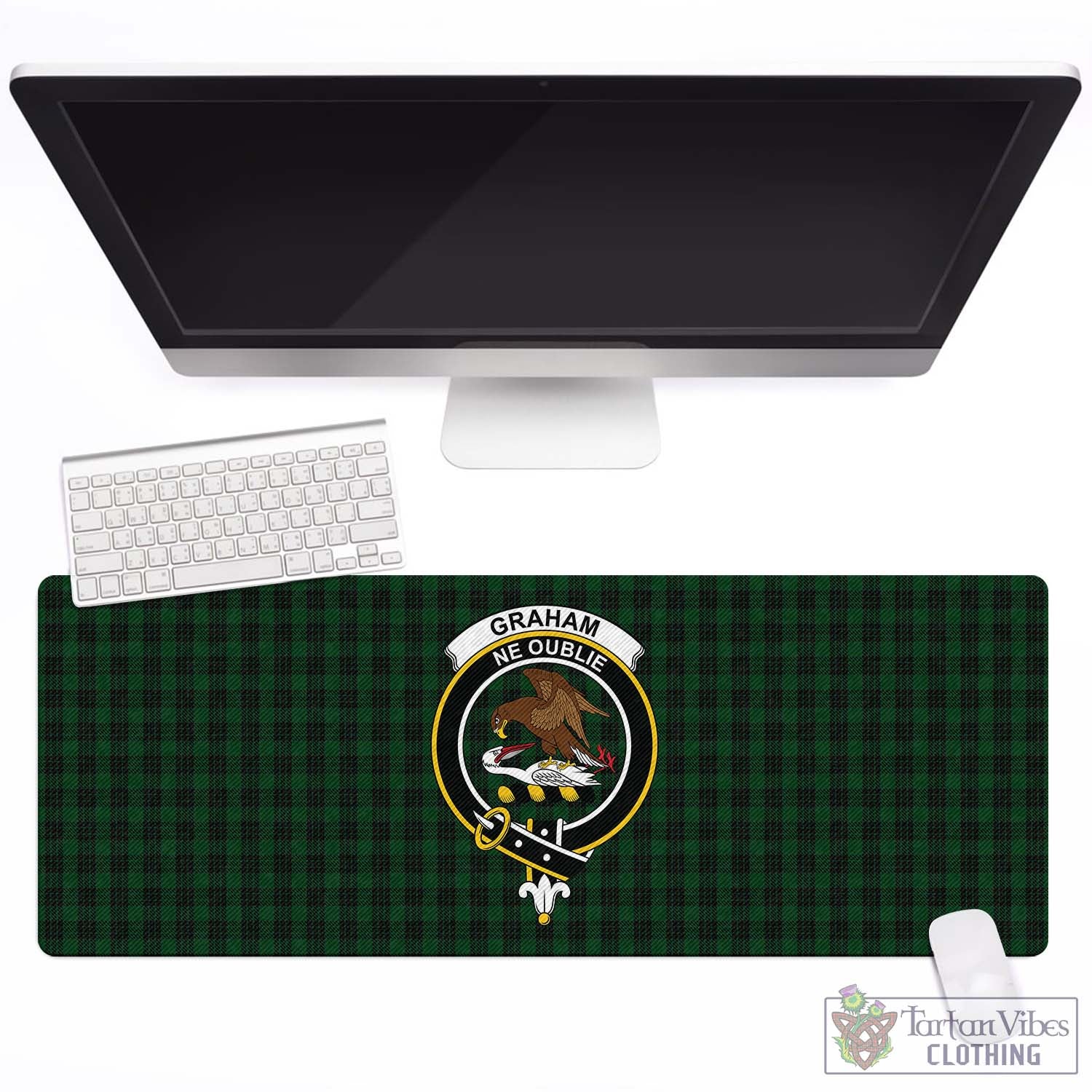 Tartan Vibes Clothing Graham Tartan Mouse Pad with Family Crest