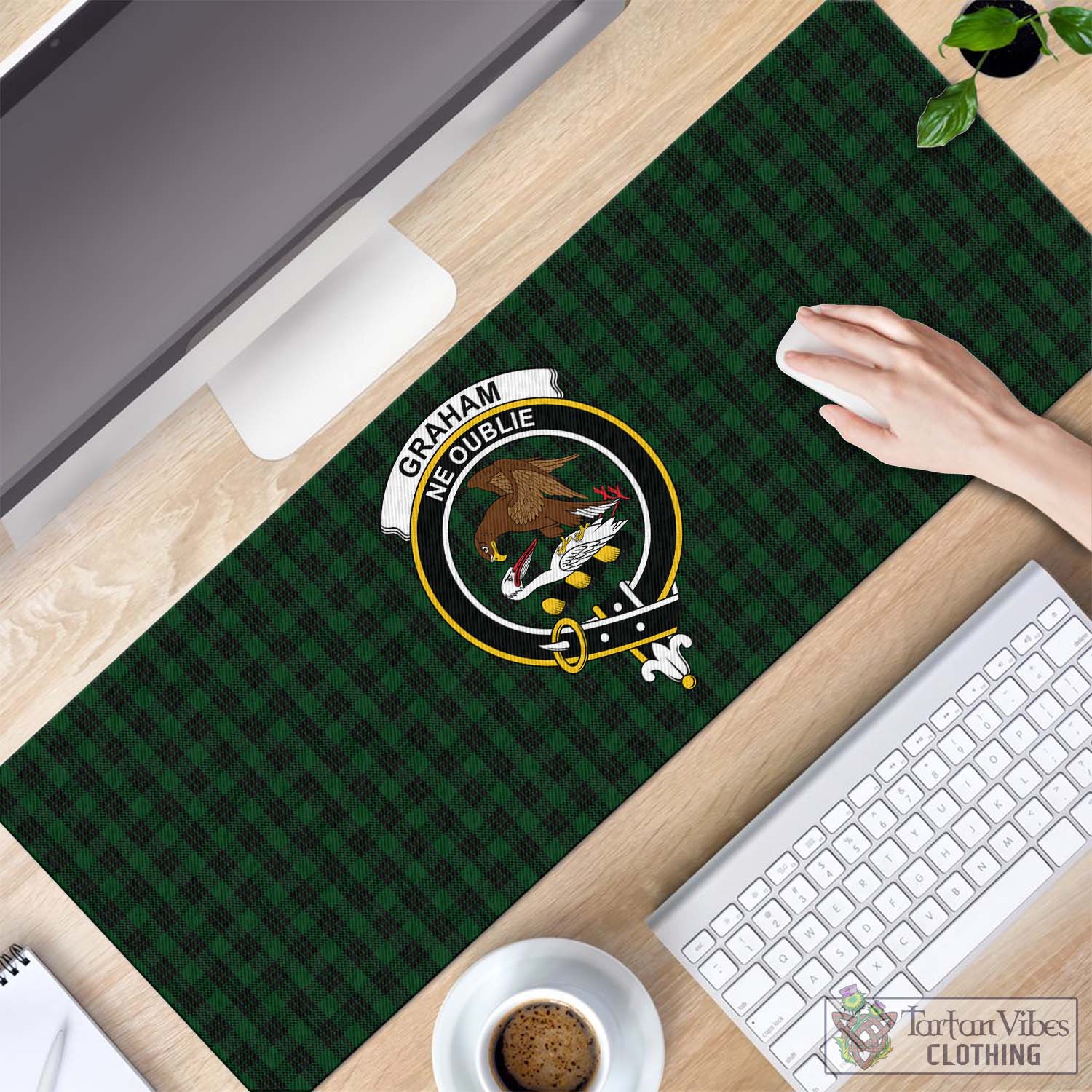 Tartan Vibes Clothing Graham Tartan Mouse Pad with Family Crest
