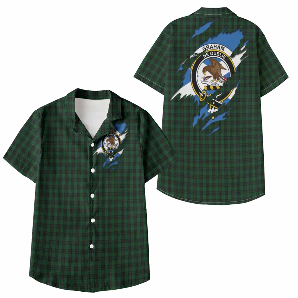 Graham Clan Crest In Me Tartan Kid Hawaiian Shirt Scotland Flag Style