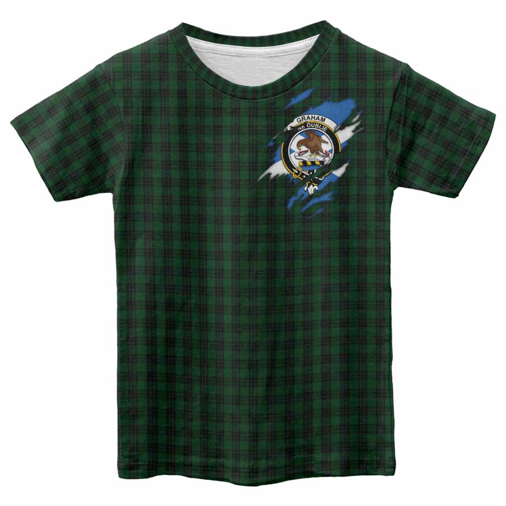 Graham Clan Crest In Me Tartan Kid T-shirt Scotland Flag Style