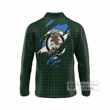 Graham Clan Crest In Me Tartan Long Sleeve Polo Shirt Scotland Flag Style