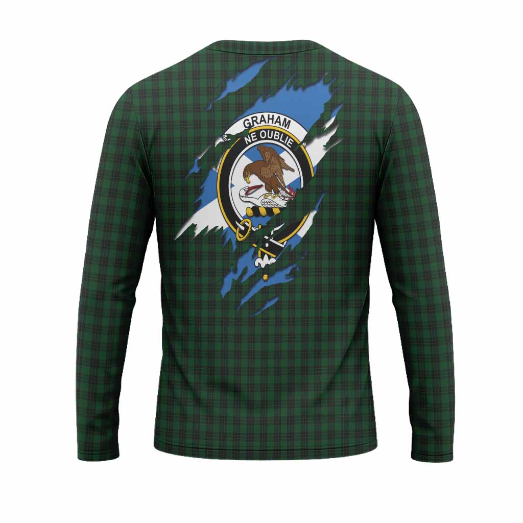 Graham Clan Crest In Me Tartan Long Sleeve T-Shirt Scotland Flag Style