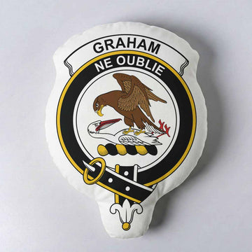 Graham Clan Crest Shaped Throw Pillow, Scottish Clan Badge Decorative Pillow
