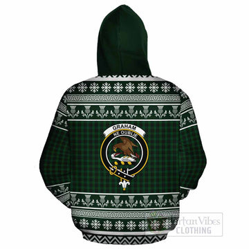 Graham Clan Tartan Christmas Cotton Hoodie with Family Crest