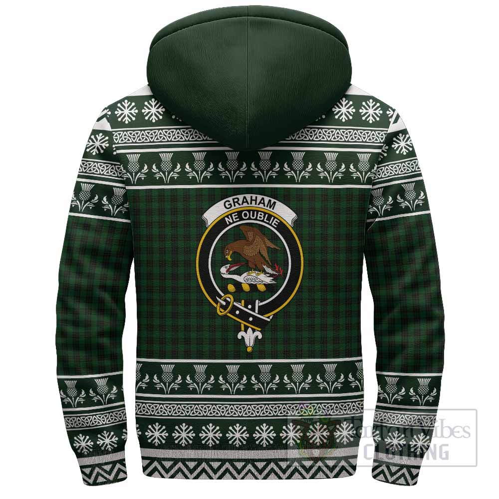 Graham Clan Tartan Christmas Fleece Hoodie with Family Crest - Tartan Vibes Clothing