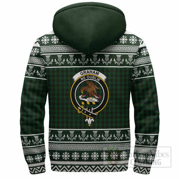 Graham Clan Tartan Christmas Fleece Hoodie with Family Crest
