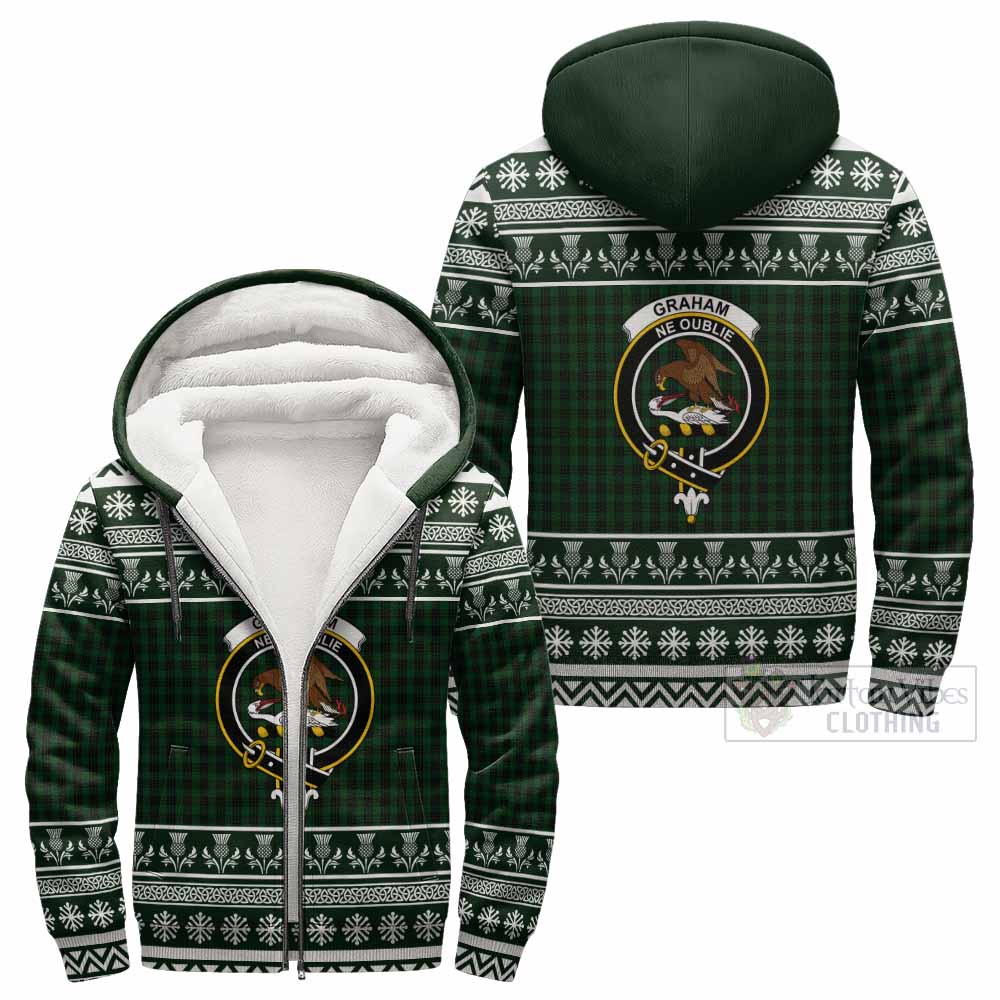 Graham Clan Tartan Christmas Fleece Hoodie with Family Crest - Tartan Vibes Clothing