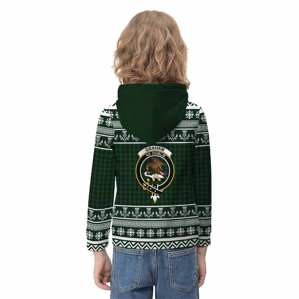 Graham Clan Tartan Christmas Kid Hoodie with Family Crest - Tartan Vibes Clothing