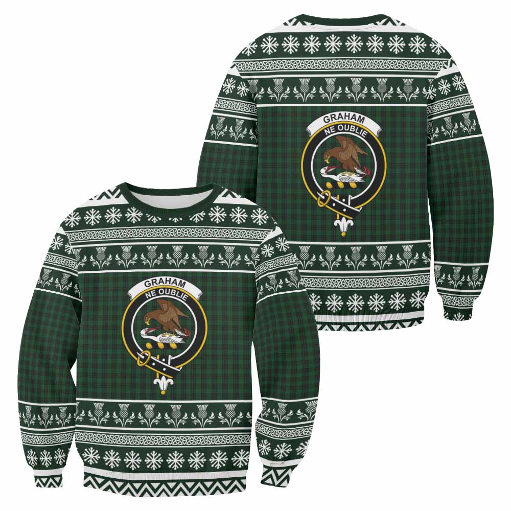 Graham Clan Tartan Christmas Sweatshirt with Family Crest - Tartan Vibes Clothing