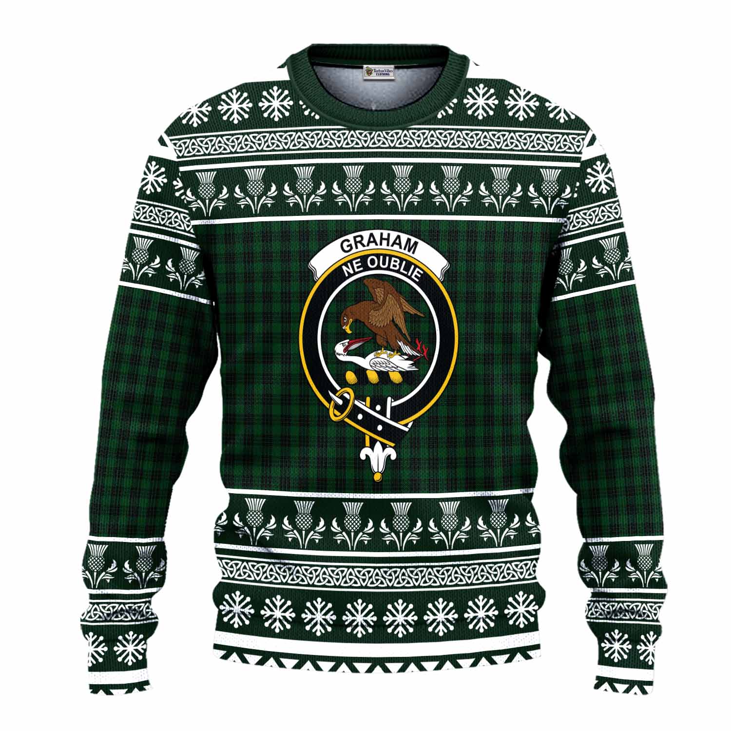 Graham Clan Tartan Christmas Ugly Sweater with Family Crest - Tartan Vibes Clothing