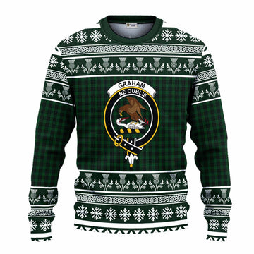 Graham Clan Tartan Christmas Ugly Sweater with Family Crest
