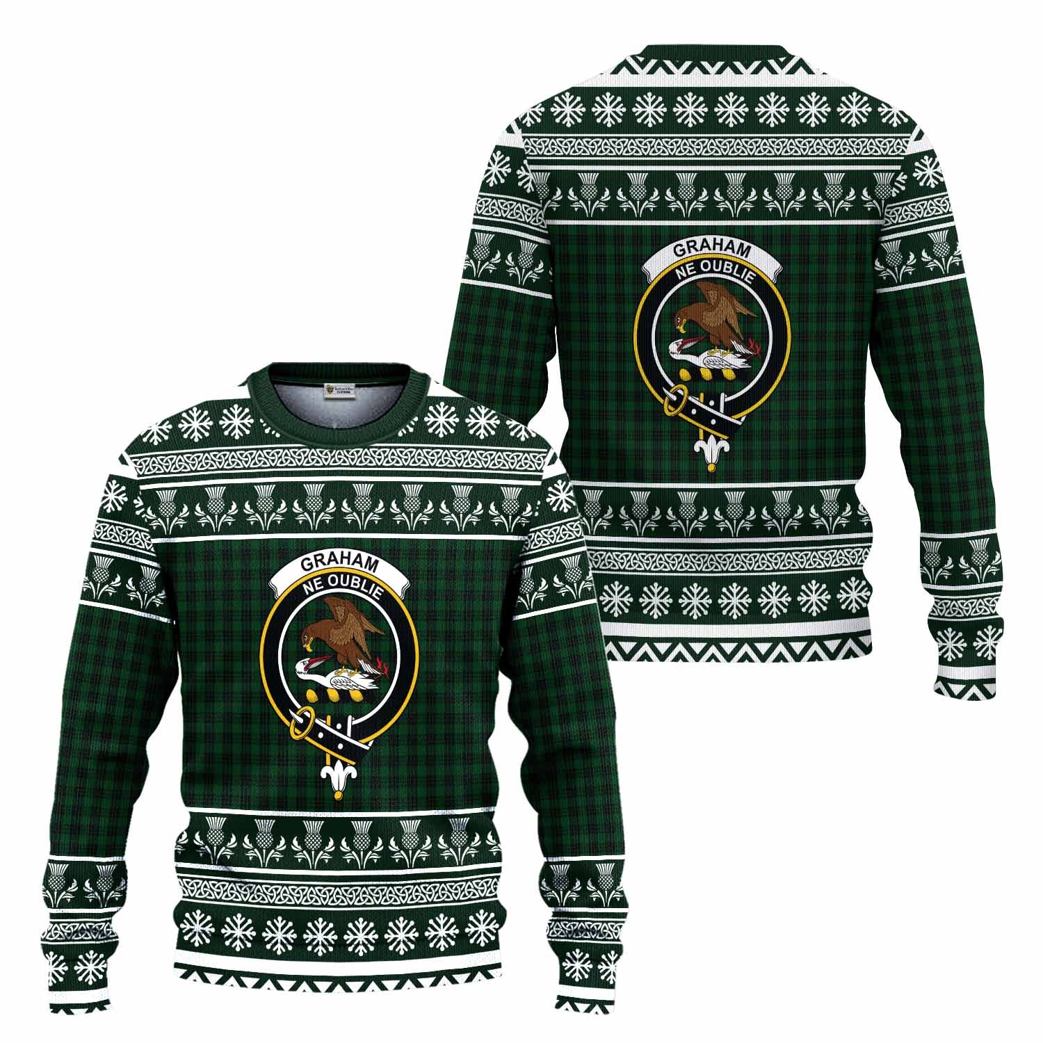 Graham Clan Tartan Christmas Ugly Sweater with Family Crest - Tartan Vibes Clothing