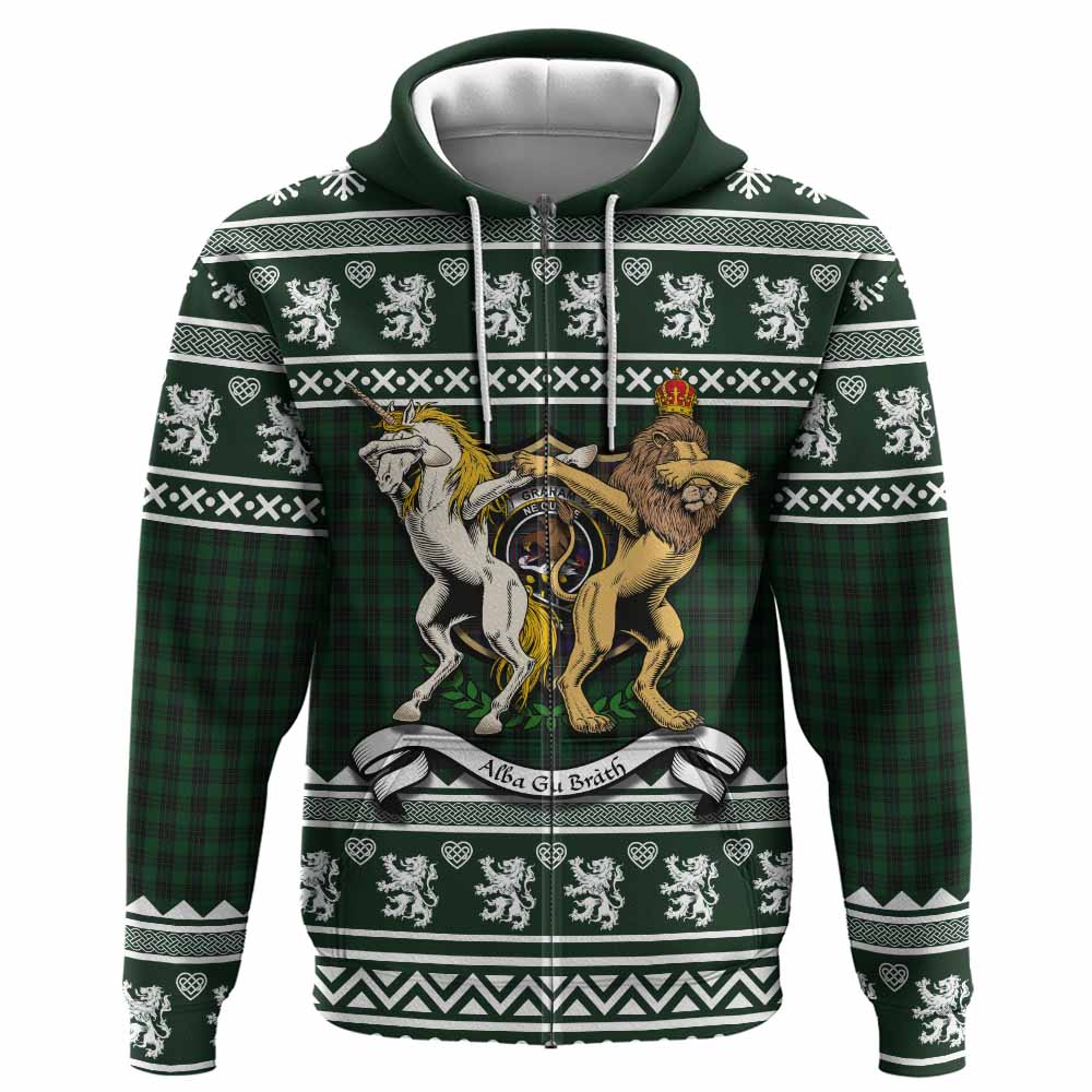Graham Clan Tartan Crest Christmas Hoodie Coat of Arms Funny Style - Tartan Vibes Clothing