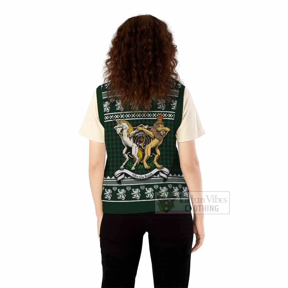 Graham Clan Tartan Crest Christmas Knitted V-Neck Vest Coat of Arms Funny Style - Tartan Vibes Clothing