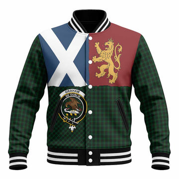 Graham Crest Tartan Baseball Jacket with Lion Rampant Saltire Style