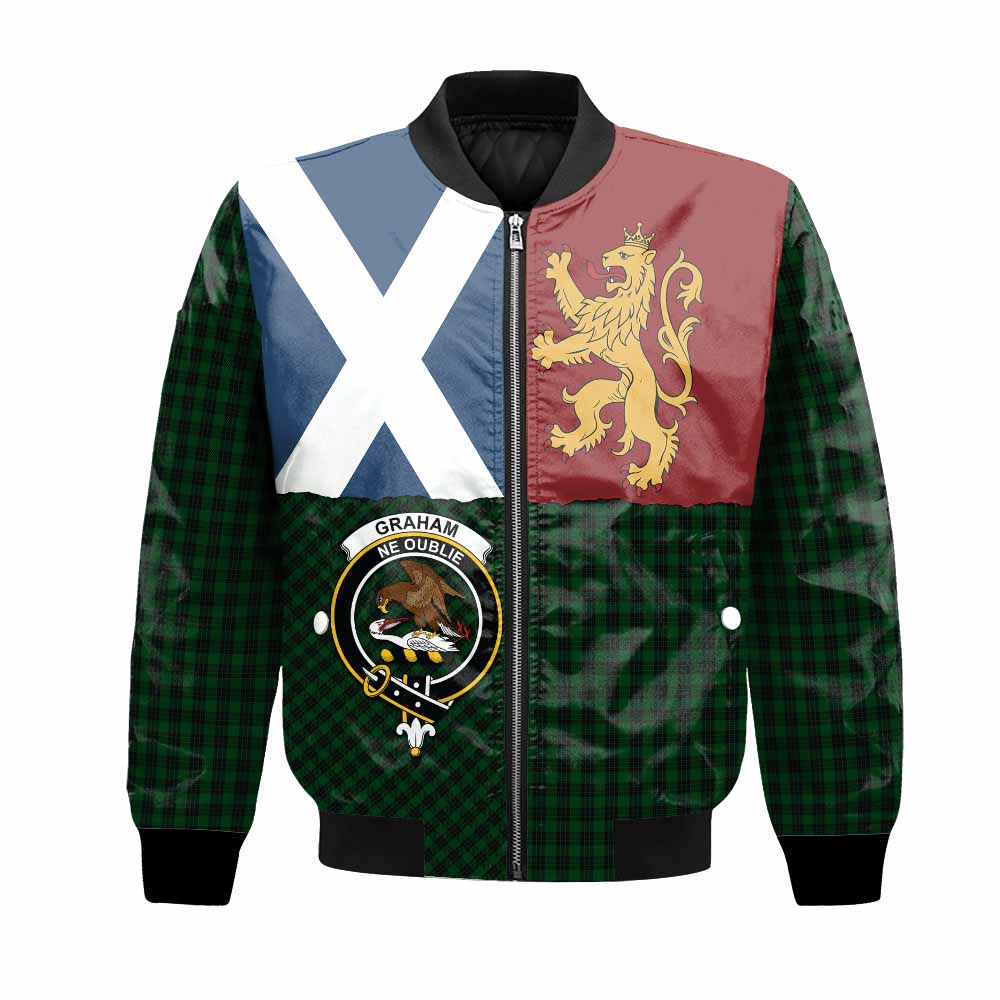 Graham Crest Tartan Bomber Jacket with Lion Rampant Saltire Style
