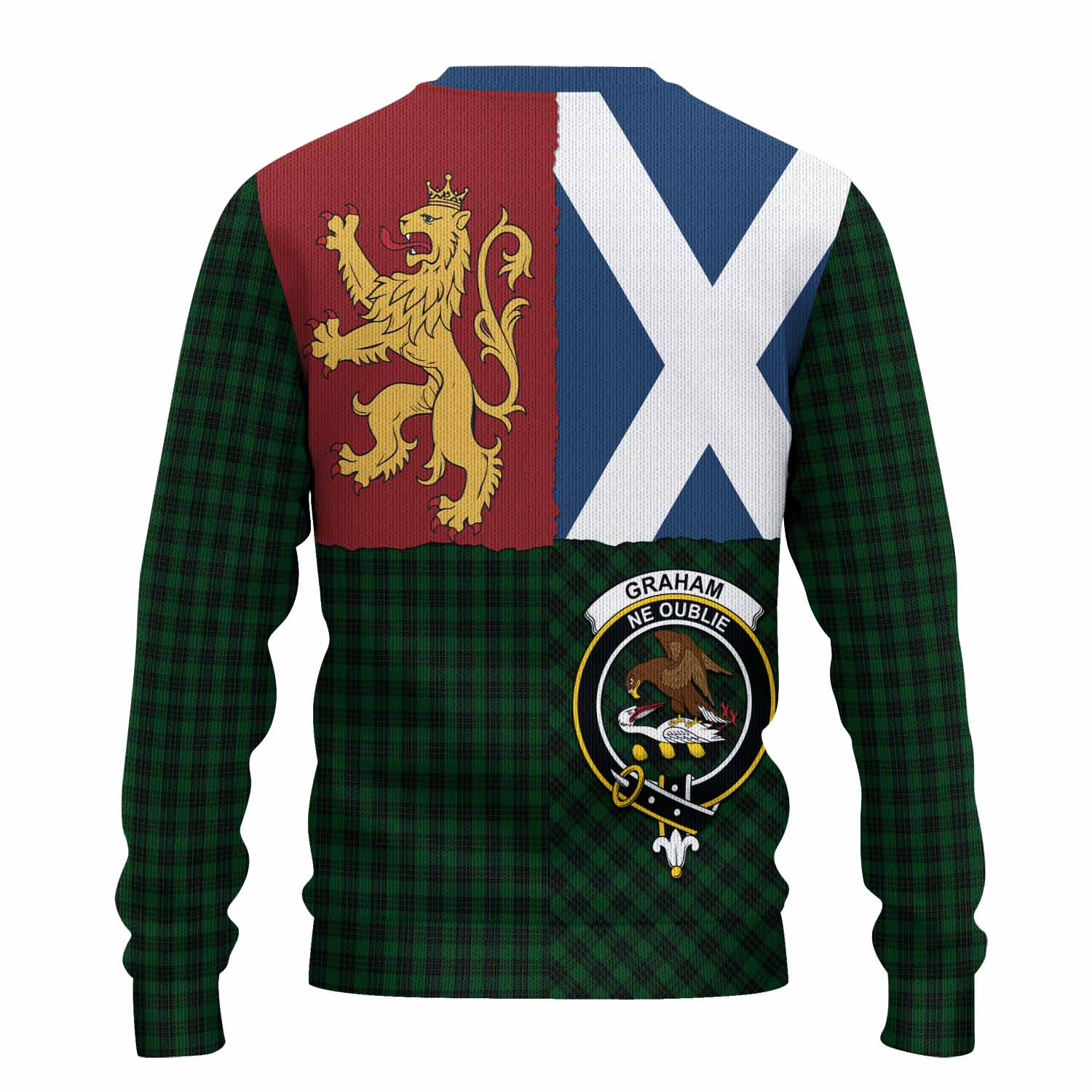 Graham Crest Tartan Knitted Sweater with Lion Rampant Saltire Style