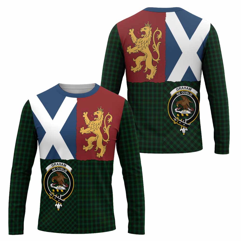 Graham Crest Tartan Long Sleeve T-Shirt with Lion Rampant Saltire Style