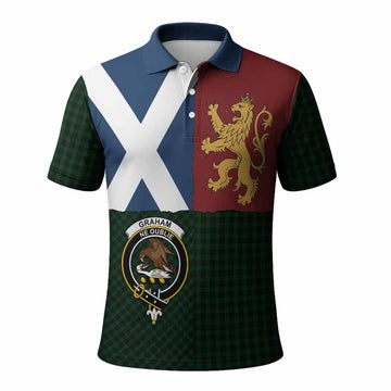 Graham Crest Tartan Polo Shirt with Lion Rampant Saltire Style