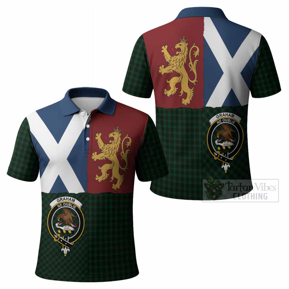 Graham Crest Tartan Polo Shirt with Lion Rampant Saltire Style