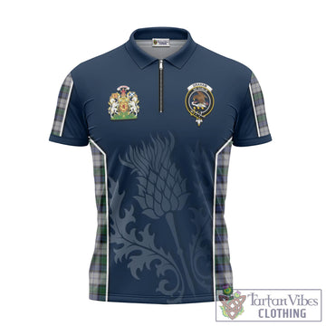 Graham Dress Tartan Zipper Polo Shirt with Family Crest and Scottish Thistle Vibes Sport Style