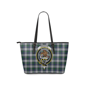 Graham Dress Tartan Leather Tote Bag with Family Crest