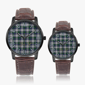 Graham Dress Tartan Personalized Your Text Leather Trap Quartz Watch