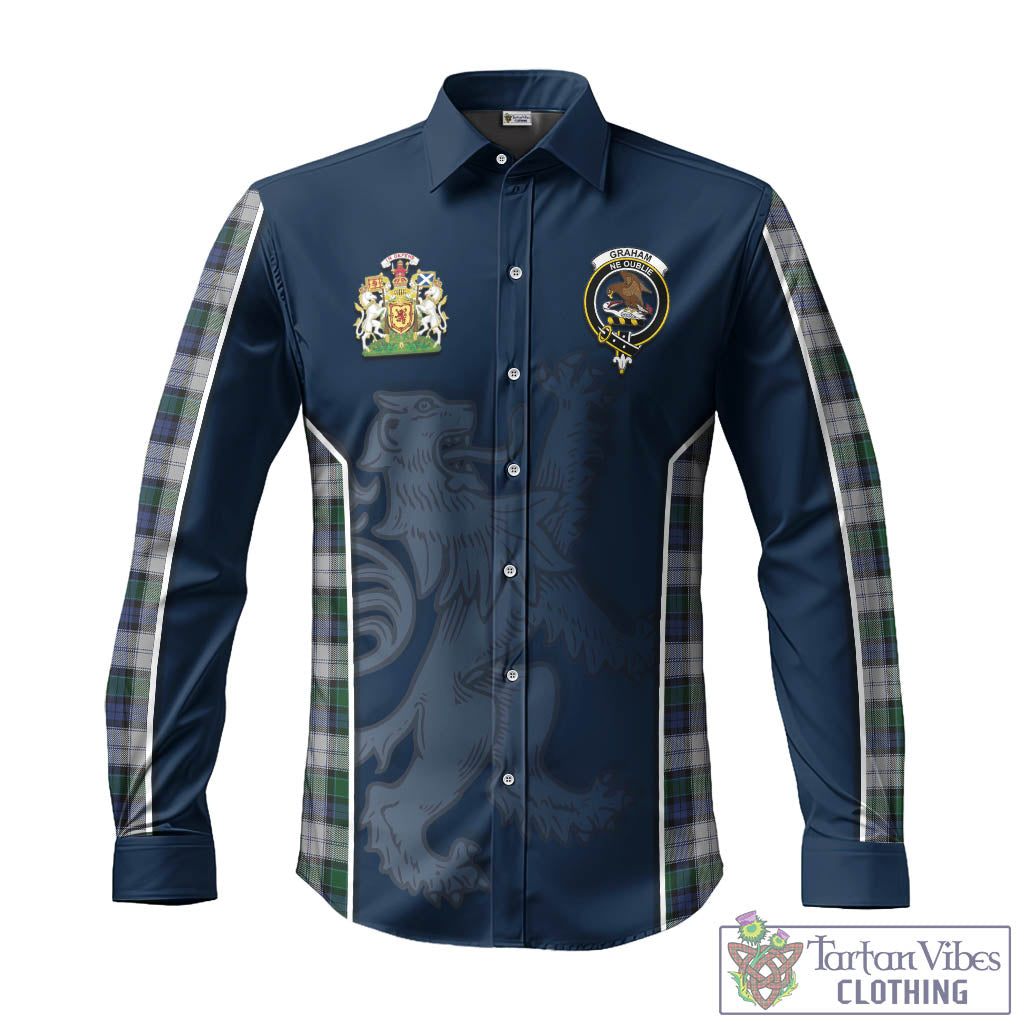 Tartan Vibes Clothing Graham Dress Tartan Long Sleeve Button Up Shirt with Family Crest and Lion Rampant Vibes Sport Style