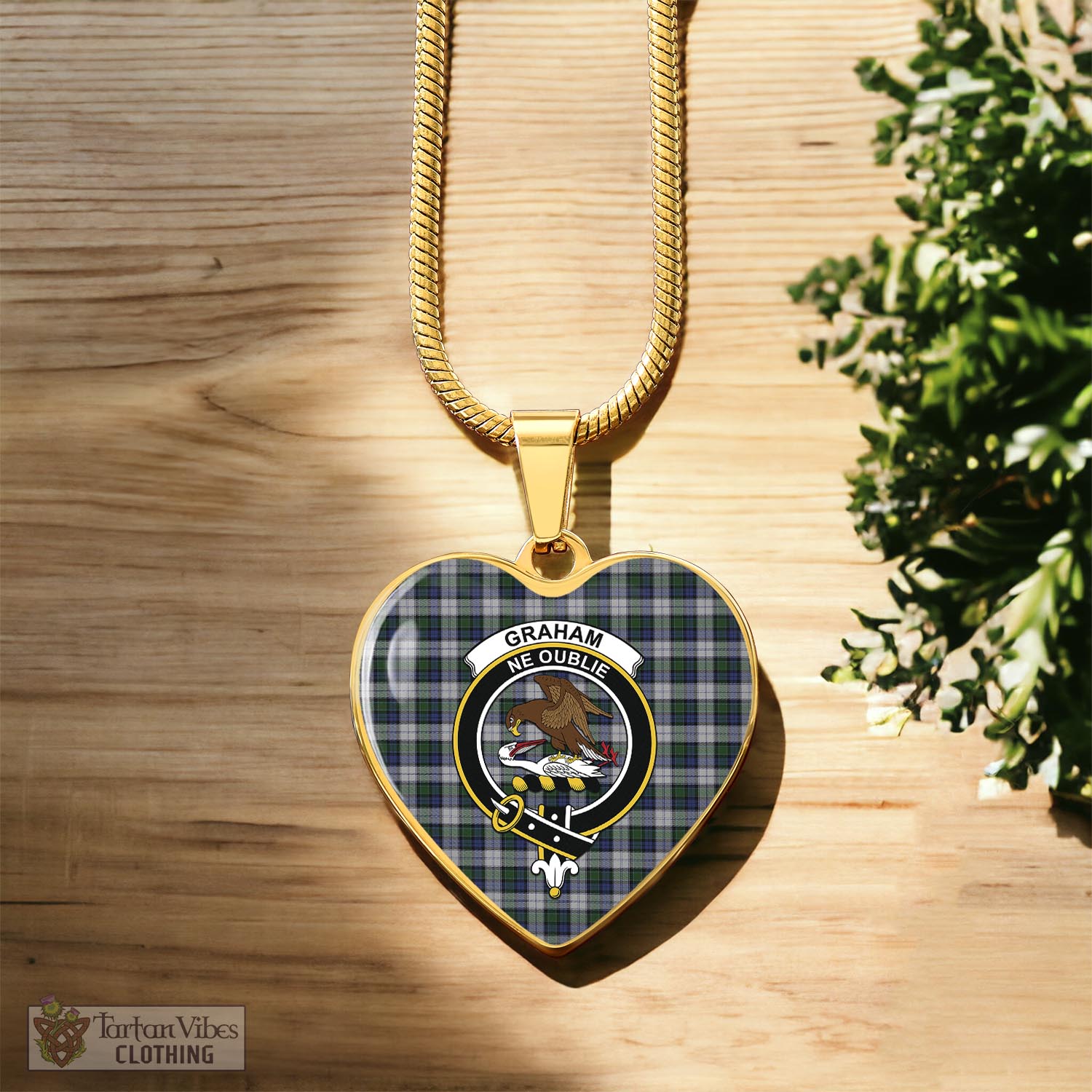 Tartan Vibes Clothing Graham Dress Tartan Heart Necklace with Family Crest