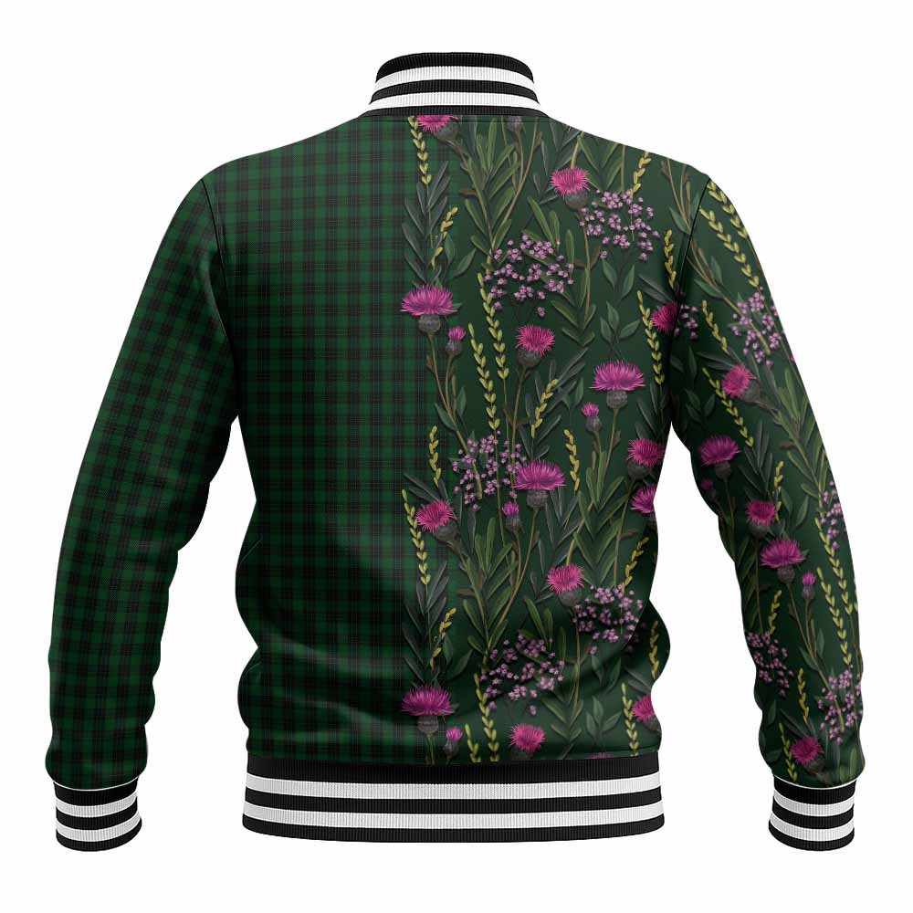 Graham Family Crest Tartan Baseball Jacket Scottish Thistle Flower Pattern Half Style - Tartan Vibes Clothing