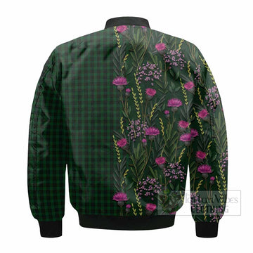 Graham Family Crest Tartan Bomber Jacket Scottish Thistle Flower Pattern Half Style