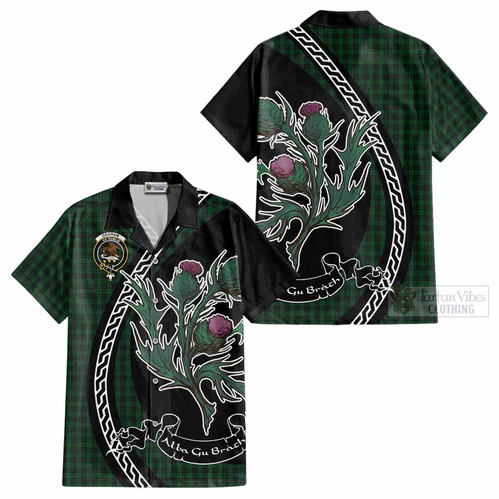 Graham Family Crest Tartan Cotton Hawaiian Shirt Alba Thistle Inspired - Tartan Vibes Clothing