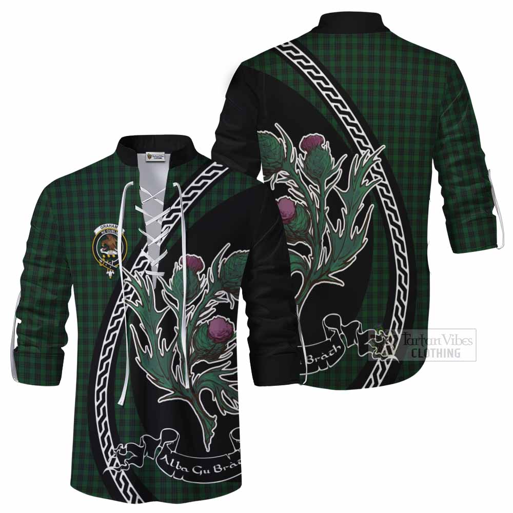 Graham Family Crest Tartan Ghillie Shirt Alba Thistle Inspired - Tartan Vibes Clothing