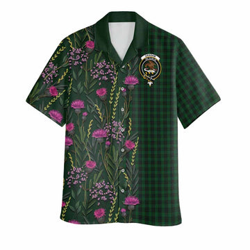 Graham Family Crest Tartan Hawaiian Shirt Scottish Thistle Flower Pattern Half Style - Tartan Vibes Clothing