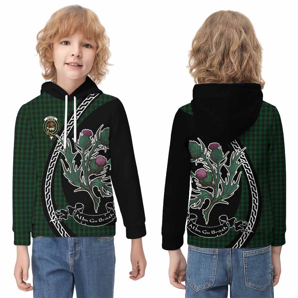 Graham Family Crest Tartan Kid Hoodie Alba Thistle Inspired - Tartan Vibes Clothing