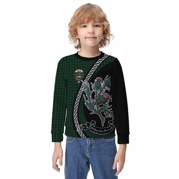 Graham Family Crest Tartan Kid Knitted Sweatshirt Alba Thistle Inspired