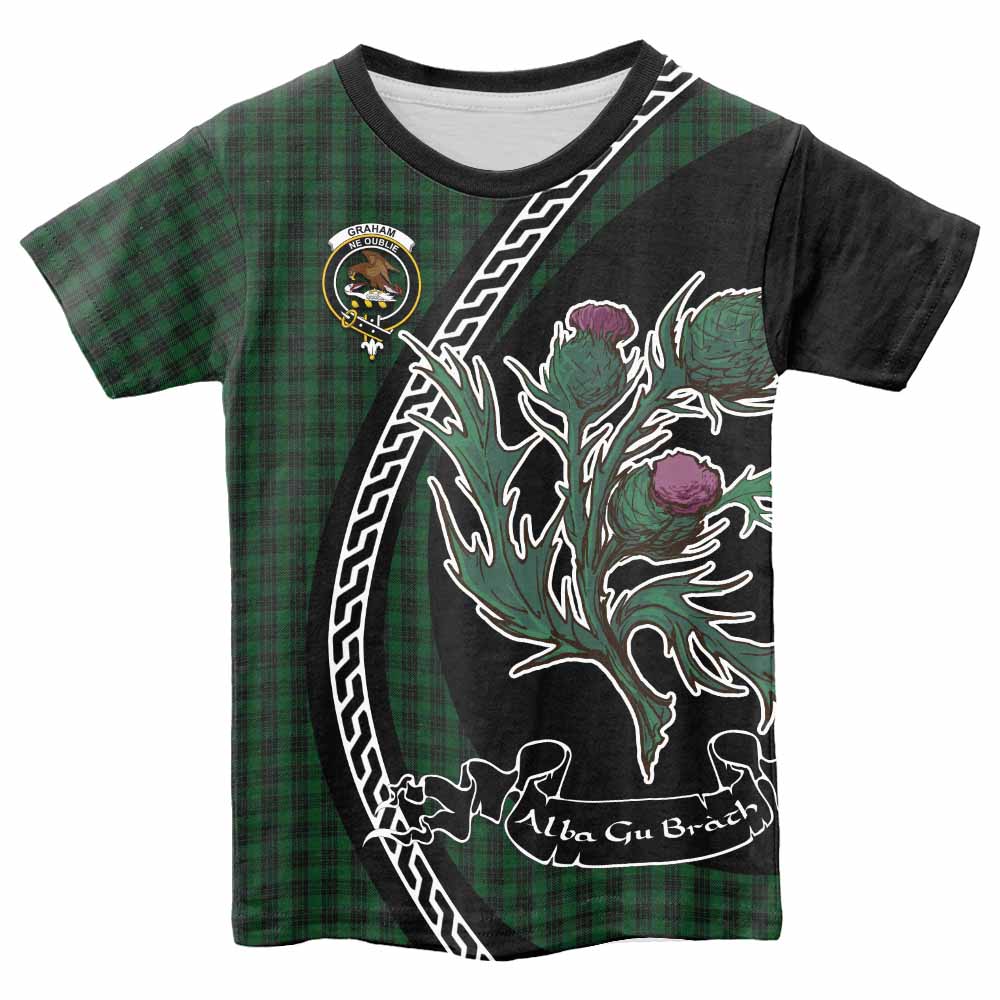 Graham Family Crest Tartan Kid T-shirt Alba Thistle Inspired - Tartan Vibes Clothing