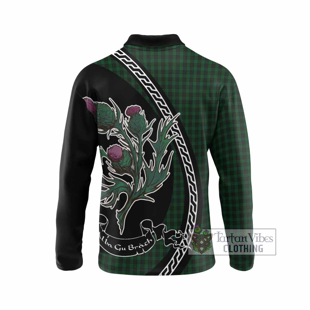 Graham Family Crest Tartan Long Sleeve Polo Shirt Alba Thistle Inspired - Tartan Vibes Clothing