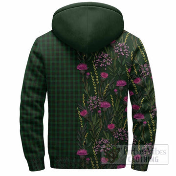 Graham Family Crest Tartan Sherpa Hoodie Scottish Thistle Flower Pattern Half Style